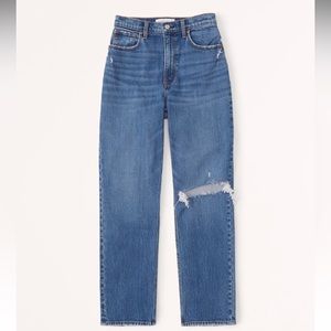 Abercrombie 90’s Straight Jeans - light medium wash, distressed